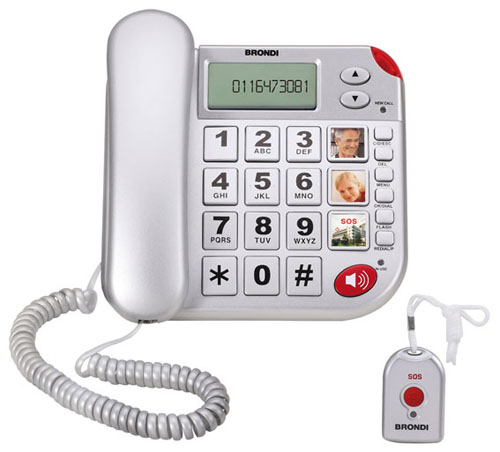 TELEFONO FISSO SUPER BRAVO PLUS CON TELECOMANDO PER CHIAMATE DI SOCCORSO