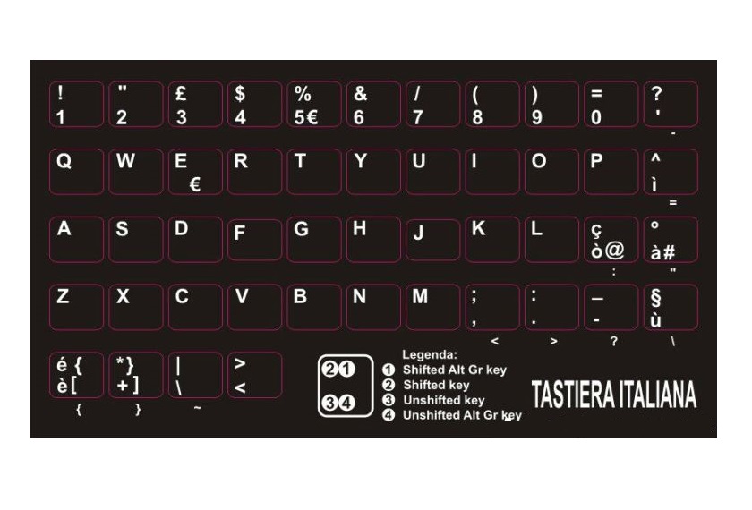 ADESIVI TASTIERA ITALIANA STICKERS NETBOOK/NOTEBOOK - TASTI PICCOLI ITA