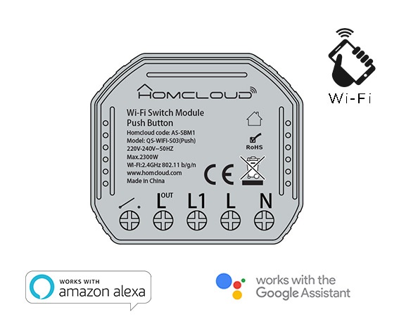 MODULO PULSANTE INTELLIGENTE WI-FI DA INCASSO (AS-SBM1)