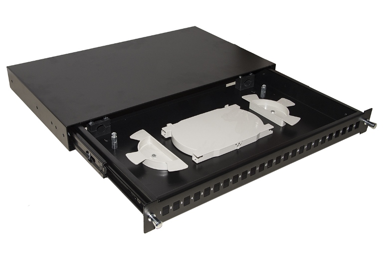 CASSETTO FIBRA OTTICA 24 PORTE PER ADATTATORI LC DUPLEX E SC SIMPLEX 1 UNITA' PER INSTALLAZIONE 19