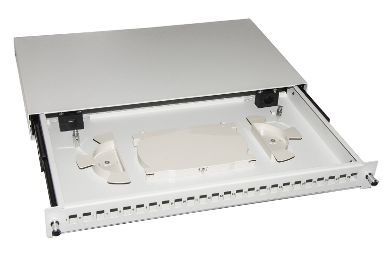 CASSETTO FIBRA OTTICA 24 PORTE PER ADATTATORI LC DUPLEX E SC SIMPLEX 1 UNITA' PER INSTALLAZIONE 19