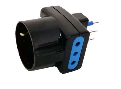 ADATTATORE PRESA 3 POSTI 10A/SCHUKO SPINA 10A NERO (PES1043-BKP)