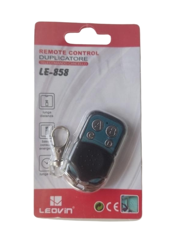 TELECOMANDO UNIVERSALE RF (LE-858) RADIOCOMANDO 433.92 PORTE CANCELLI - CONFEZIONE PACKAGE