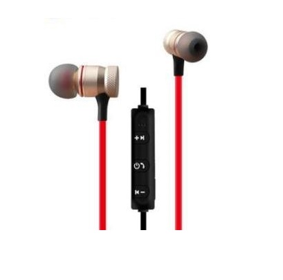 AURICOLARI CUFFIA SOUND STEREO WIRELESS SPORTS CON MICROFONO E CONTROLLI - ROSSO/BIANCO