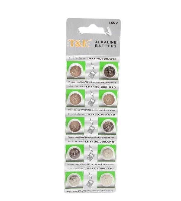 BATTERIE BOTTONE MINI 1.55V AG10 LR1130 389 G10 ALKALINE (10 PEZZI)