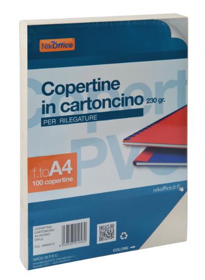 COPERTINE A4 QUADRANTI IN CARTONCINO PER RILEGATURE 230GR NERO (100FG) 38NIK010/2