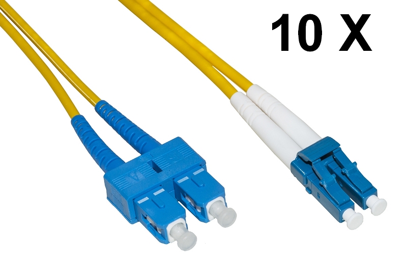 CONFEZIONE 10 CAVI FIBRA OTTICA LC A SC SINGLEMODE DUPLEX OS2 MT.2 (LKLCSC902E)