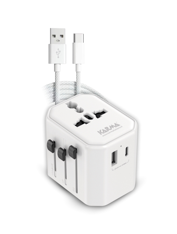 ADATTATORE DA VIAGGIO MULTIPRESA CON 2 PORTE USB E CAVO (CC 9600USBC)