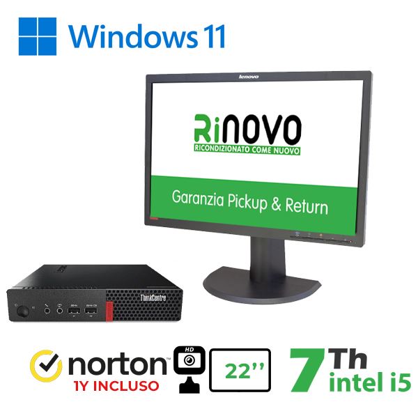 BUNDLE PC ULTRA MINI LENOVO TINY M710Q INTEL CORE I5-7GEN. + MONITOR LENOVO 22