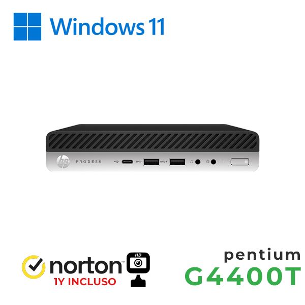 PC HP 600-800 G3 MINI PC INTEL G4400T 16GB 128GB SSD + 500GB HDD WINDOWS 11 PRO + NORTON ANTIVIRUS + WEBCAM - RICONDIZIONATO - GAR. 12 MESI