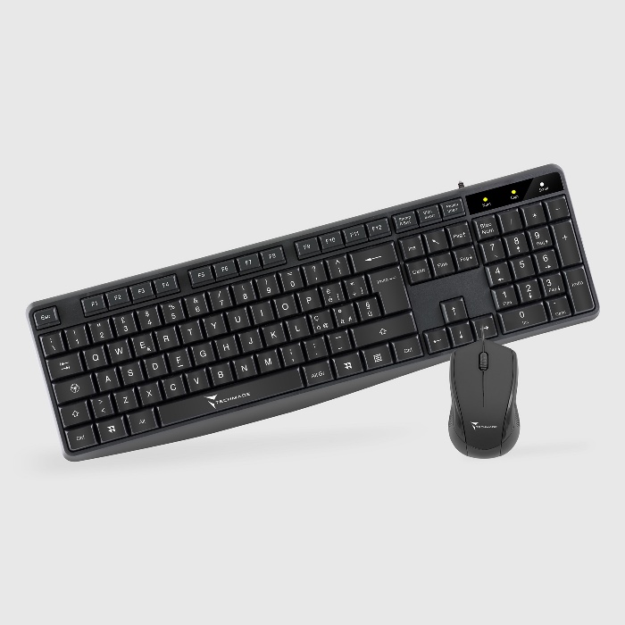 KIT TASTIERA + MOUSE NERA (TM-KM002) CON CAVO USB