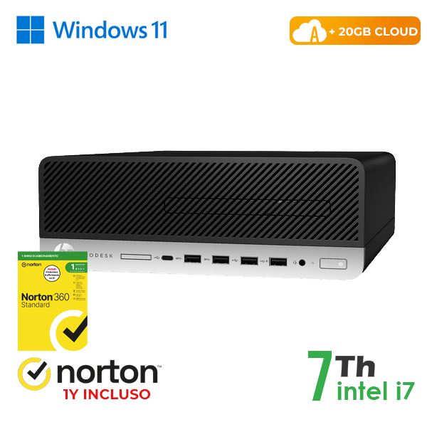 Hp-rinovo PC HP 600-800 G3 SFF INTEL CORE I7-7 GEN. 16GB 128GB SSD + 500GB HDD WINDOWS 11 PRO + NORTON ANTIVIRUS - RICONDIZIONATO (RN64634312) 0000000068011
